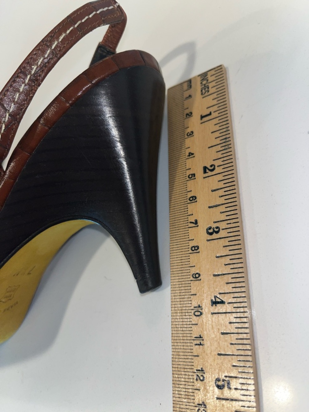 Like New COUTURE Vintage Donald J. Pliner Brown Leather Peep-Toe Slingback Heels - Picture 13 of 15